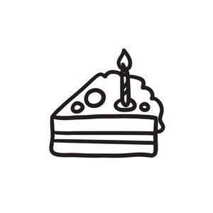 一块蛋糕与蜡烛素描图标
