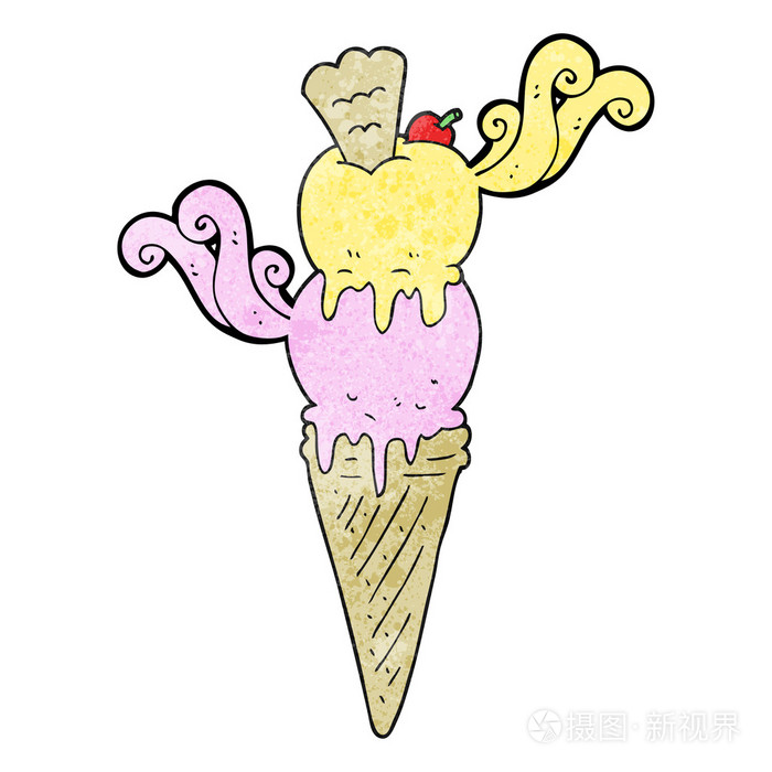 质感的卡通冰淇淋甜筒