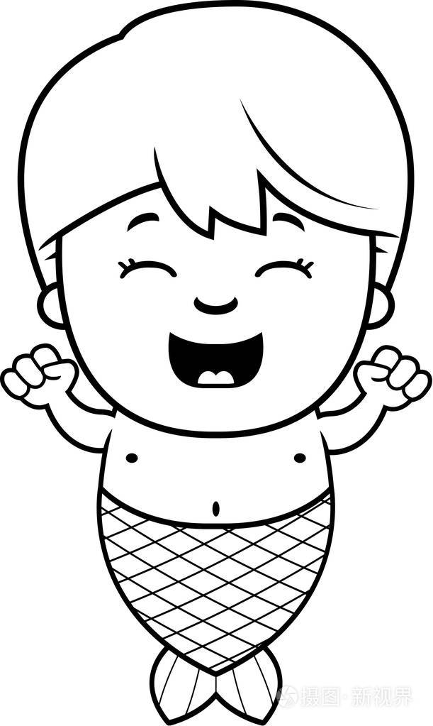 卡通人鱼兴奋插画-正版商用图片0pl8qi-摄图新视界