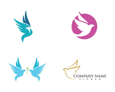 鸟翅膀鸽子 Logo 模板矢量图