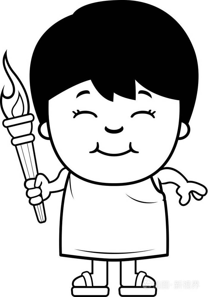 卡通男孩奥运火炬插画-正版商用图片0pl9mx-摄图新视界