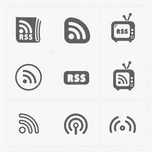 Rss 签名图标。Rss 源符号在白色背景上