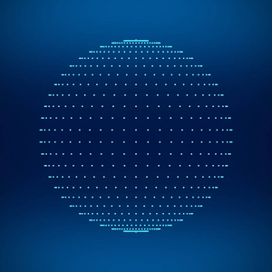 蓝色球体。网络连接与点在黑色背景上的技术概念。3d 插图