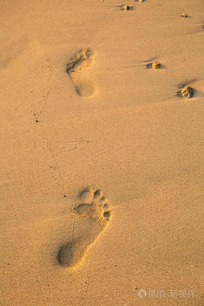 在沙滩上的足迹照片-正版商用图片0plcvz-摄图新视界
