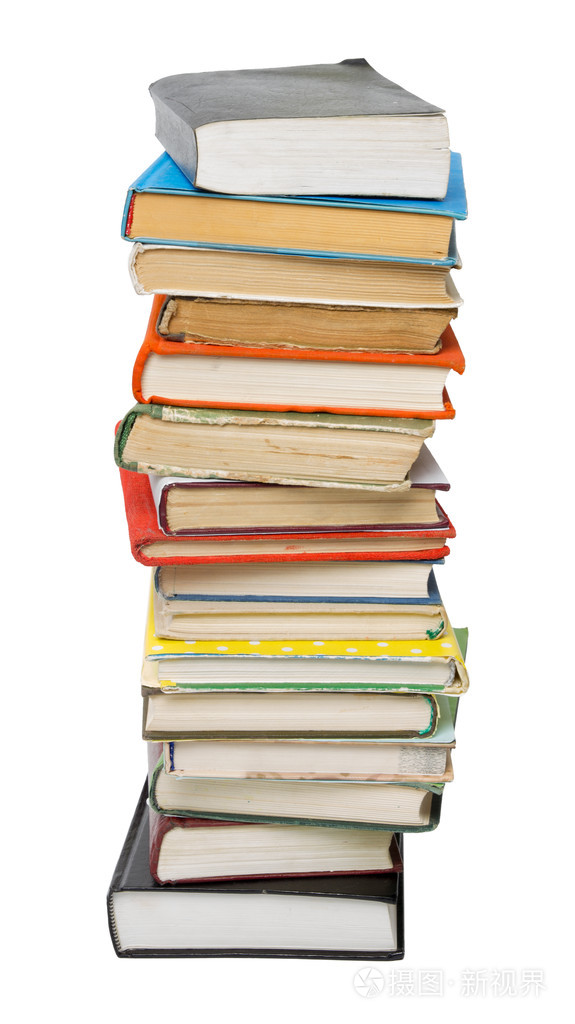 孤立在白色背景的彩色图书的堆栈.回到学校.复制文本的空间