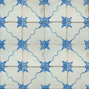 蓝色传统葡萄牙瓷砖照片