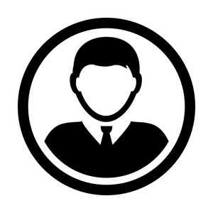 用户图标矢量男性人物符号轮廓圆形头像符号象形文字插图照片