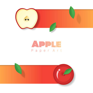 新鲜红苹果果背景在纸艺术样式, 载体, 例证