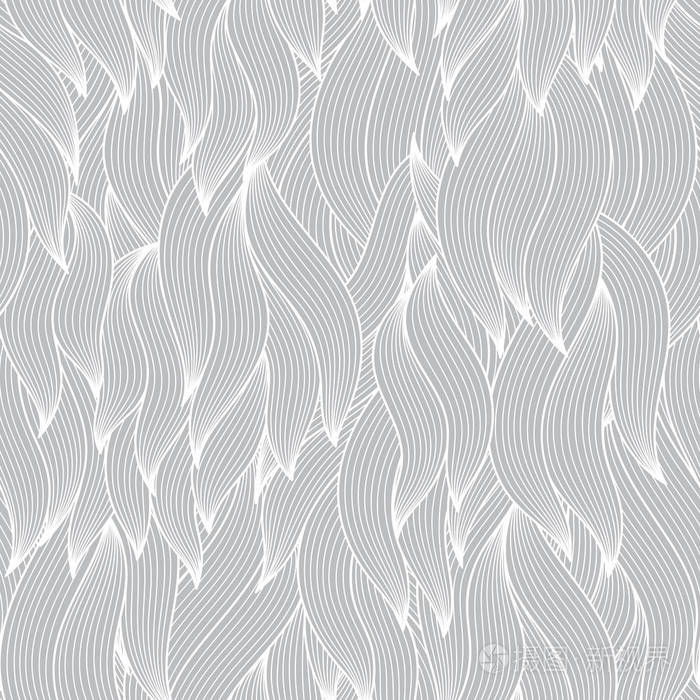 无缝抽象手绘波浪模式，波浪背景。无缝模式可以用于壁纸 图案填充 web 页面背景，表面纹理。华丽的无缝背景
