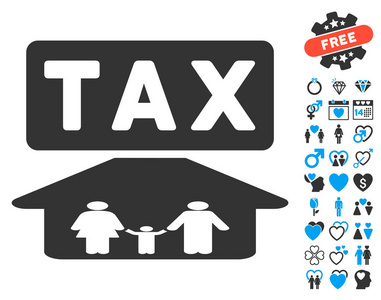 家庭税压力图标与爱奖金