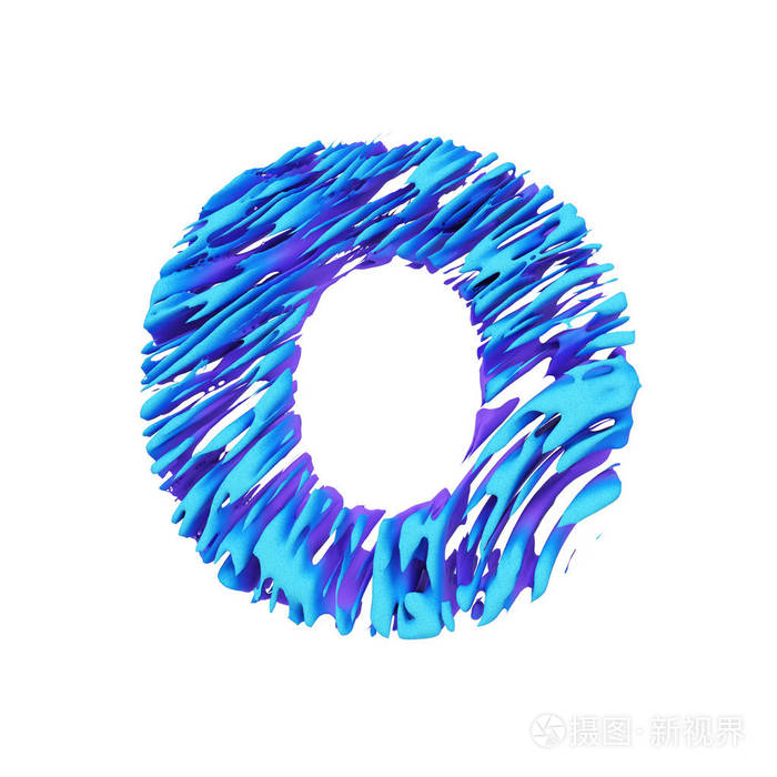 字母o大写蹩脚字体由笔触3d渲染在白色背景下被隔离