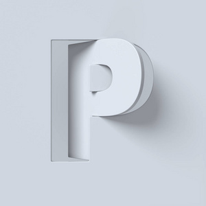 裁剪并旋转的字体 3d 渲染的字母 P