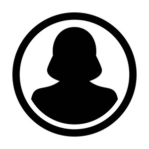 用户图标矢量女性人物符号轮廓圆形头像符号象形文字插图照片