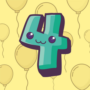 abc 字体六号可爱漫画人物设置数字可爱漫画人物多彩的数量由气球丰富