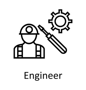 工程师或头像线孤立矢量图标可编辑