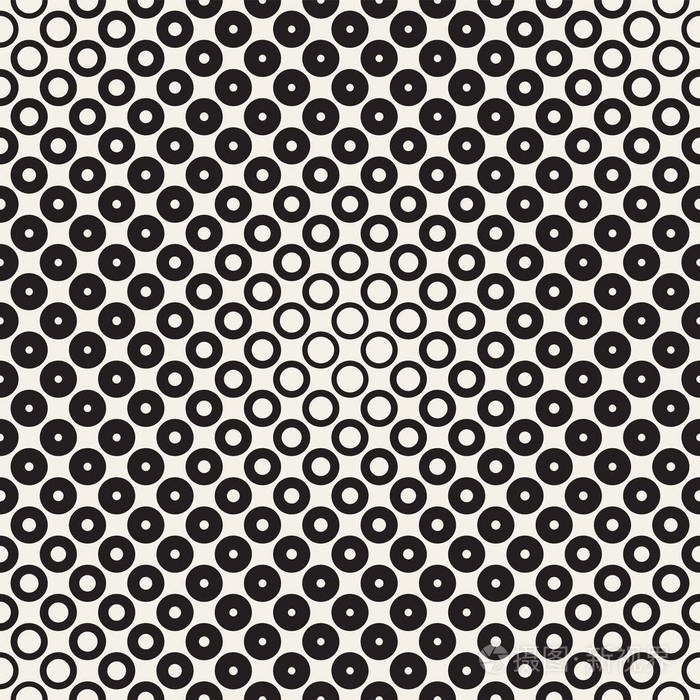 抽象的黑白相间的花纹背景.无缝的几何圈半色调.时尚现代的纹理
