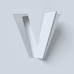 裁剪并旋转的字体 3d 渲染的字母 V