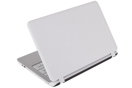 电脑显示器背面白色背景笔记本电脑背面视图照片