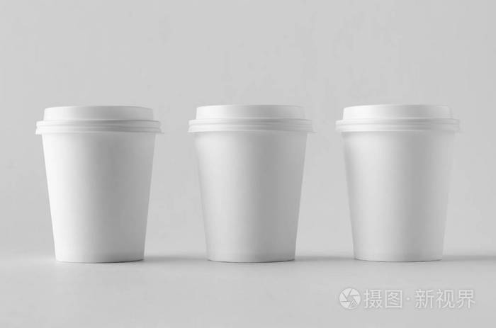 8盎司白咖啡纸杯模型盖