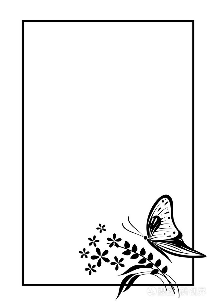 字母或贺卡的矢量空白黑白形式w