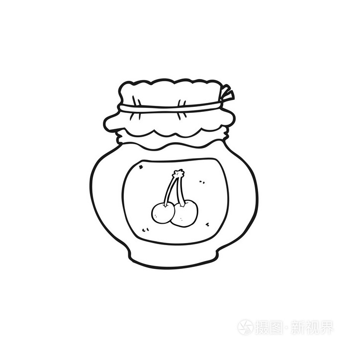 黑色和白色卡通樱桃果酱插画-正版商用图片0pm3nv-摄图新视界