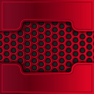 矢量金属横幅。红色的金属板