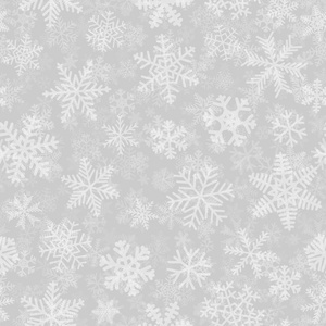 圣诞节无缝模式的许多层的雪花不同的形状, 大小和透明度。灰色背景上的白色