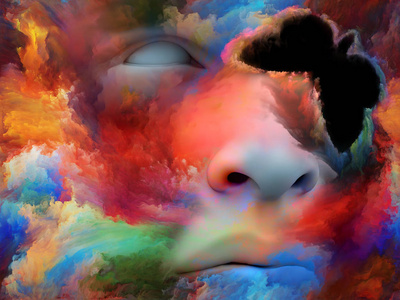 人脸与蝴蝶的超现实主义背景融合了多彩的绘画题材的想象力灵感创造力