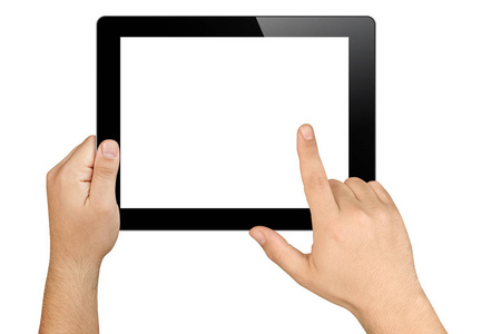 手指对屏幕平板电脑图片