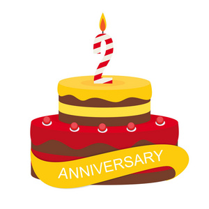 模板2周年纪念祝贺, 贺卡与蛋糕, 邀请向量插图照片