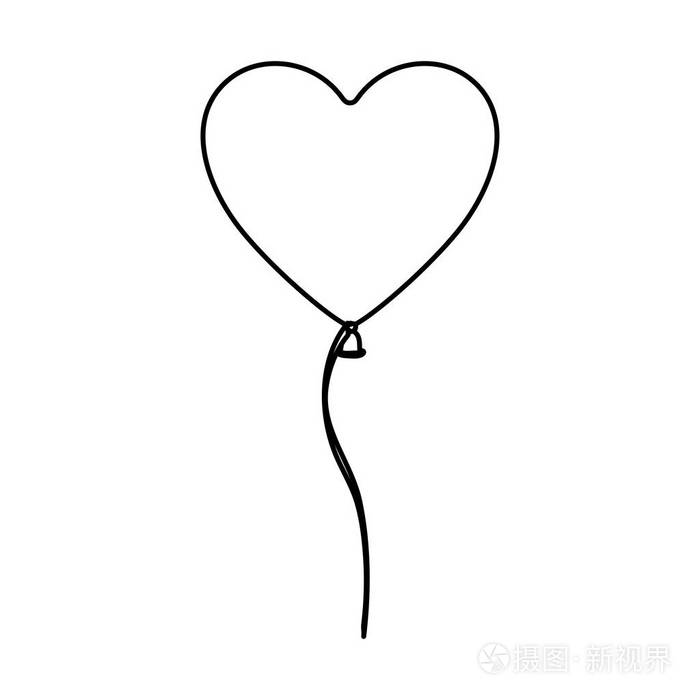草绘轮廓心形状气球用丝带插画-正版商用图片0pmlqa-摄图新视界
