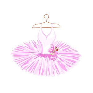 水彩芭蕾舞短裙在衣架上。矢量插图