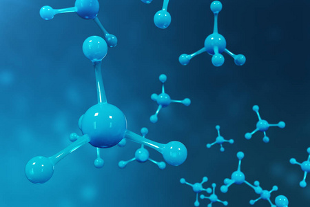 3d 渲染分子。原子 bacgkround。横幅或传单的医学背景。分子结构在原子水平上