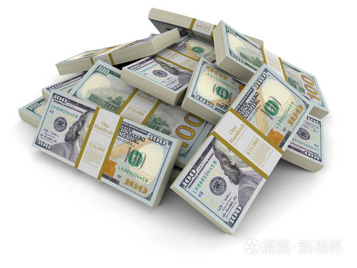 美元的一堆.图像的剪切路径