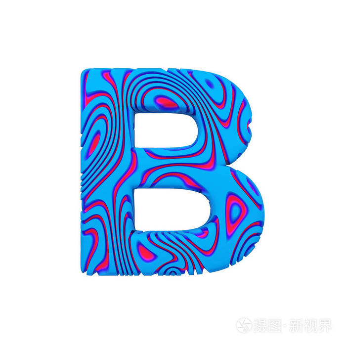 字母b 大写.运动字体由蓝色大胆的标志.3d 渲染在白色背景下被隔离