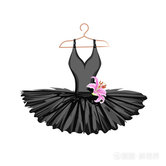 水彩芭蕾舞短裙在衣架上.矢量插图