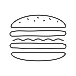 汉堡剖面线图标。细线插图。三明治。汉堡包组装。轮廓符号。矢量隔离轮廓图