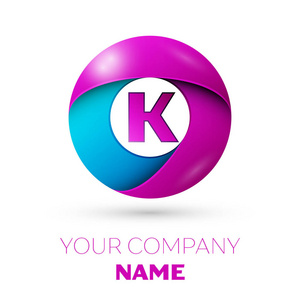 字母 K 矢量标志符号在白色背景的彩色圆。您设计的矢量模板