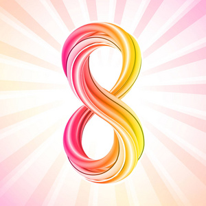 彩色数字 8 图标,象征着 3 月 8 日照片