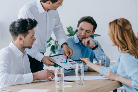 在办公室工作的商业计划的商务人员组照片