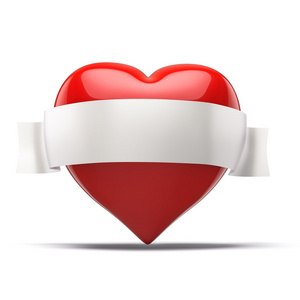 3d 红色的心，情人节概念