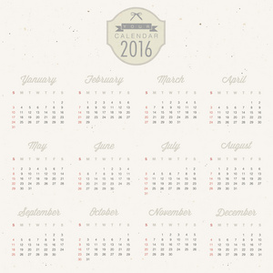 2016 日历设计