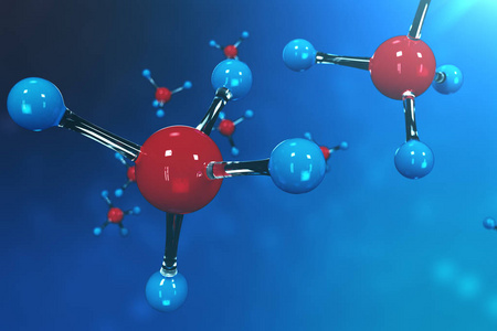 3d 渲染分子。原子 bacgkround。横幅或传单的医学背景。分子结构在原子水平上