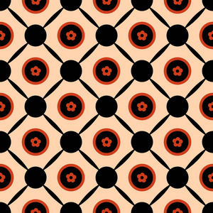 椭圆矢量无缝的几何图案矢量抽象圈子与橙色春天夏天花在它们之间的