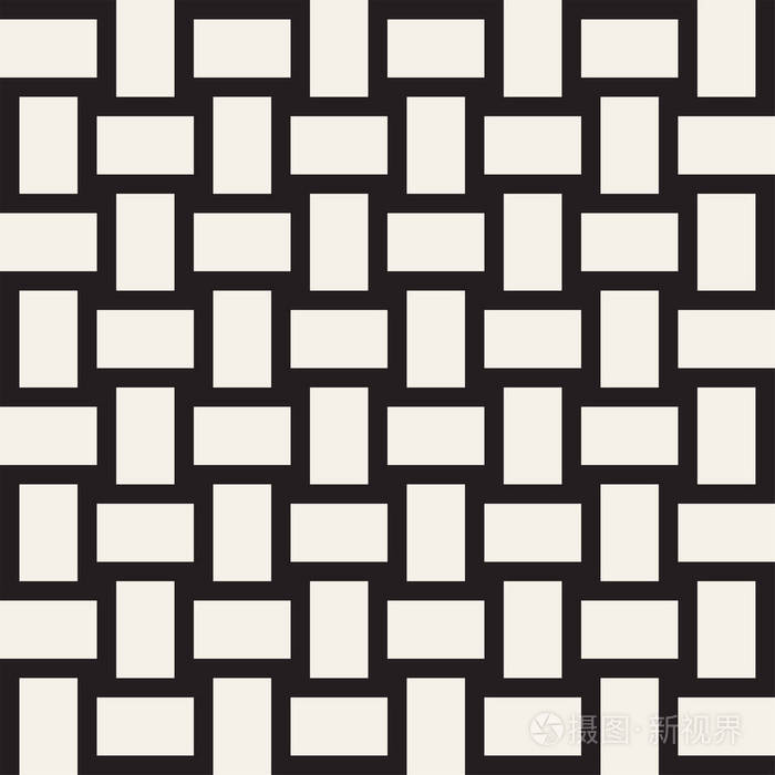 越过图形矩形背景.方格的图案.无缝的黑色和白色纹理的剖面线