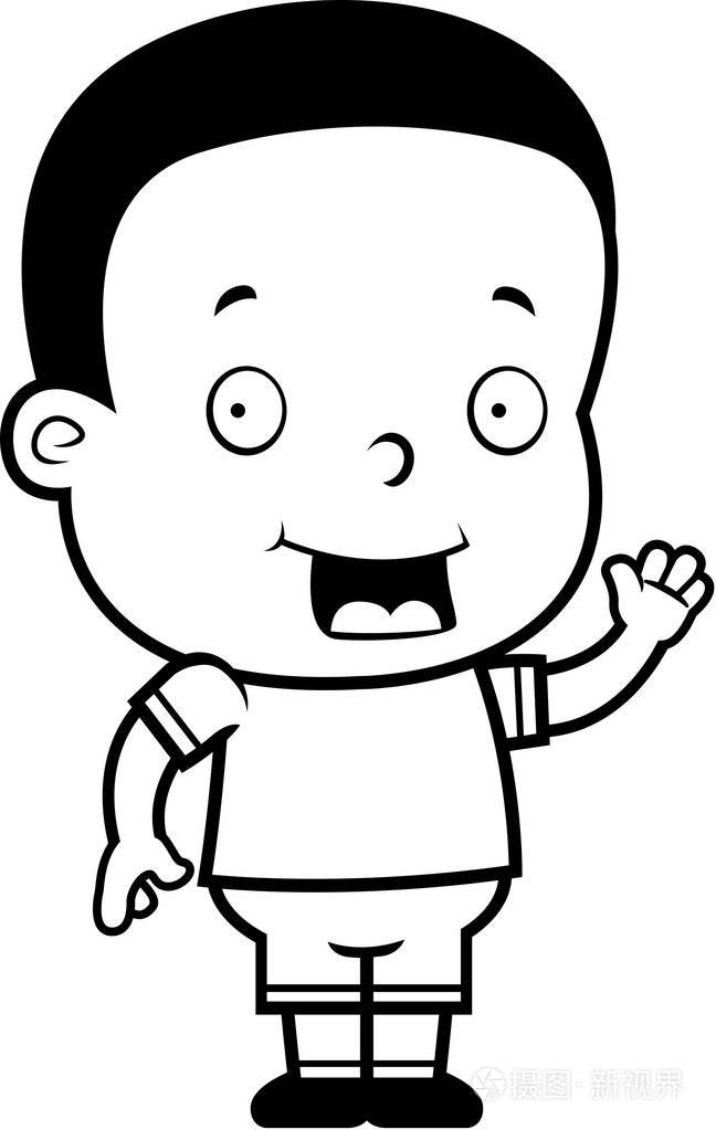卡通小孩挥手插画-正版商用图片0pnas5-摄图新视界
