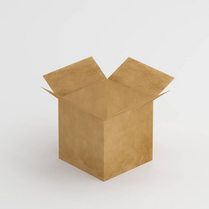 空白瓦楞纸箱在隔绝的白色背景, 3d 例证