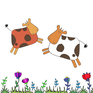 矢量农场奶牛动物插图牛卡通哺乳动物牛奶