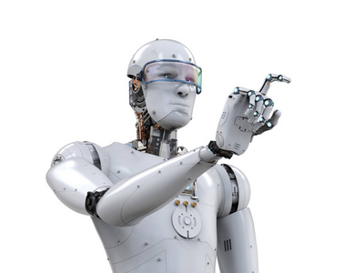 机器人手指指向照片