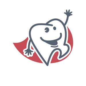 儿童牙科的卡通的牙齿标志照片